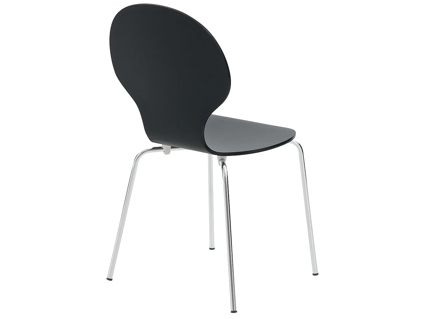 Lot de 4  Chaise de conférence - Bois & Acier inoxydable - Noir - DIEGO