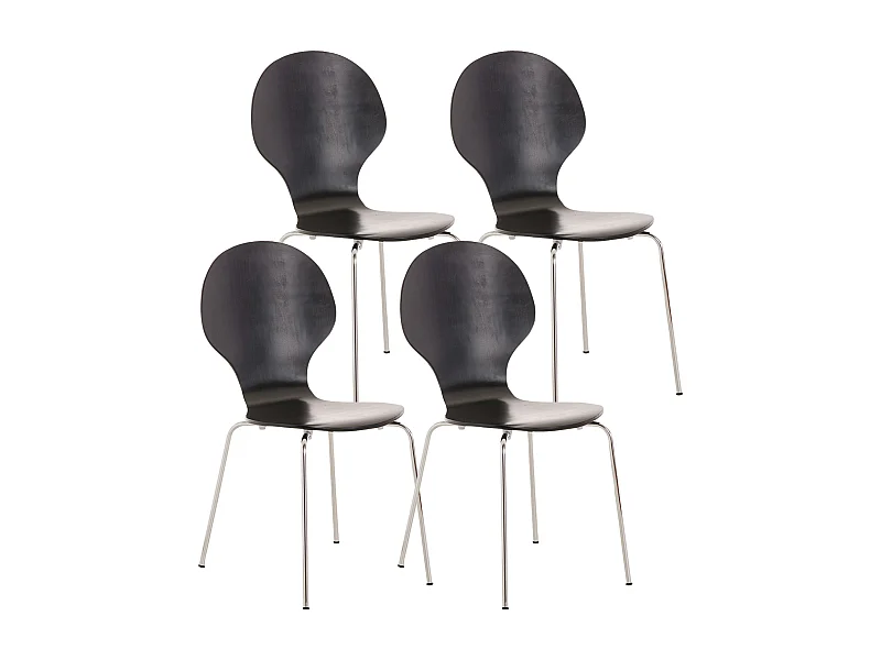Lot de 4  Chaise de conférence - Bois - Noir - DIEGO