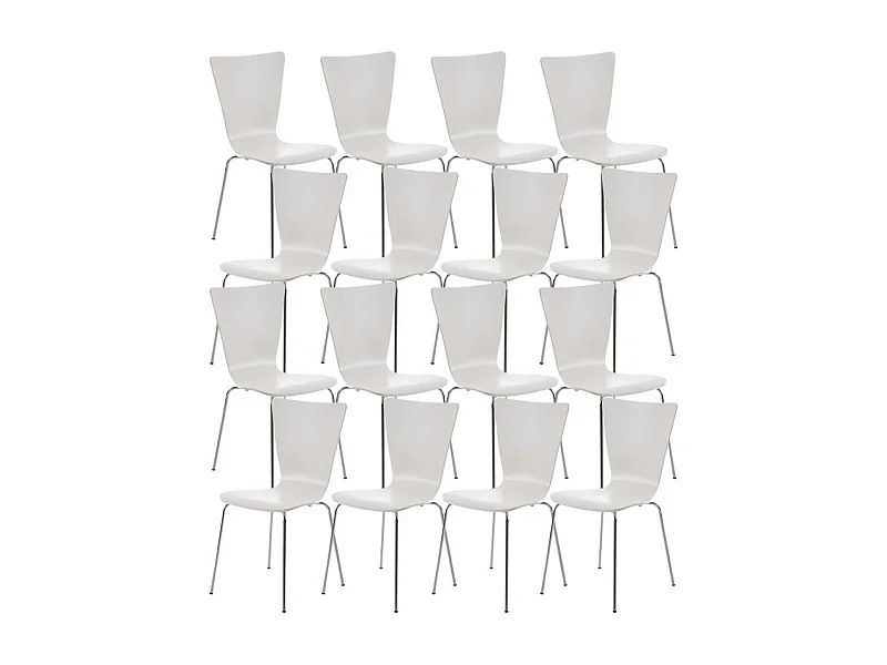 Lot de 16  Chaise de conférence - Bois & Blanc - Blanc - Aaron