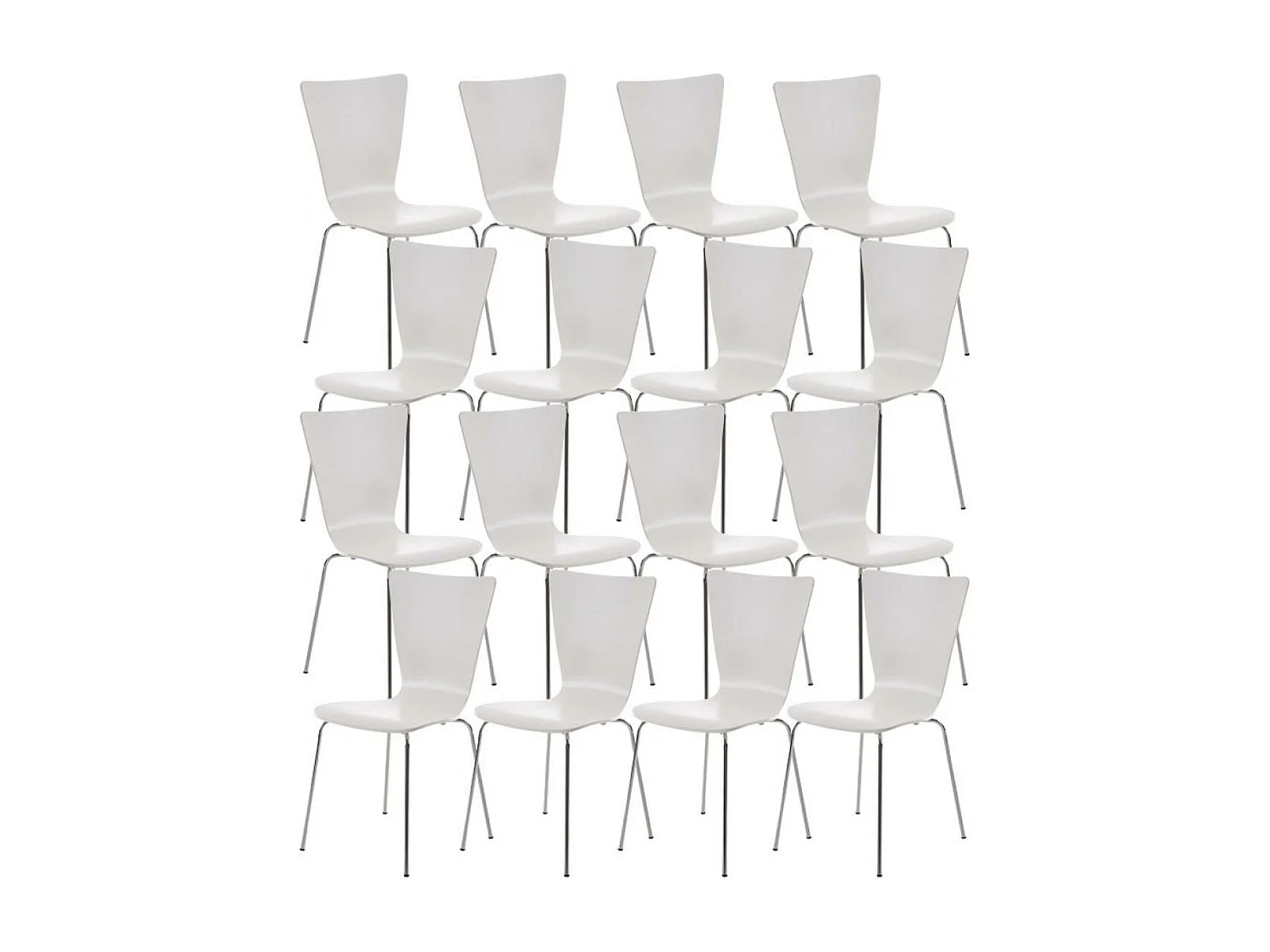 Lot de 16  Chaise de conférence - Bois & Blanc - Blanc - Aaron