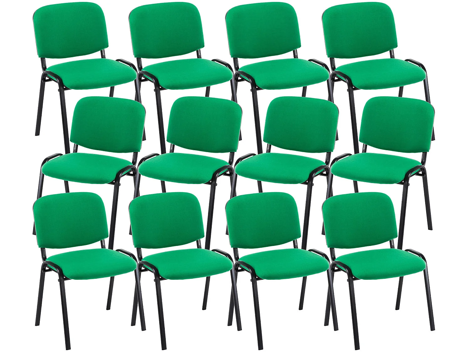 Lot de 12  Chaise de conférence - Tissu & Métal - Vert - Ken