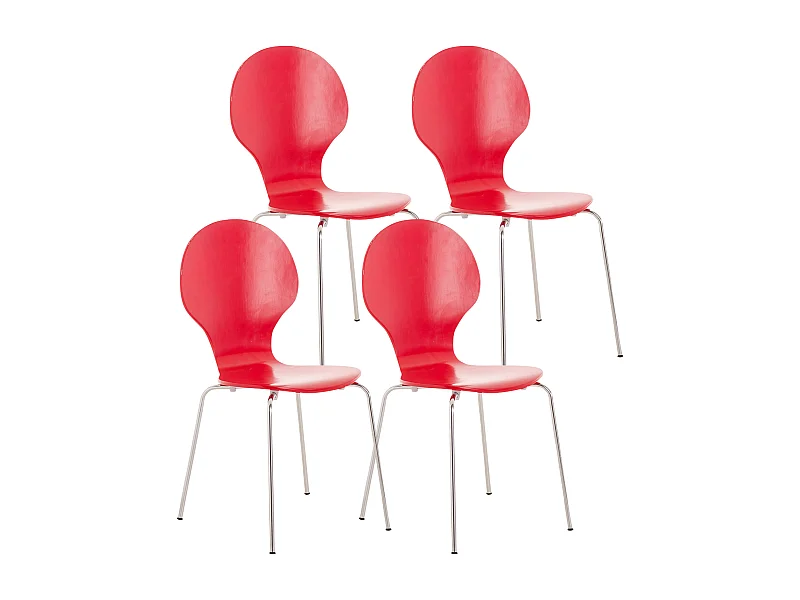 Set van 4  Conferentiestoelen - Hout - rood - DIEGO