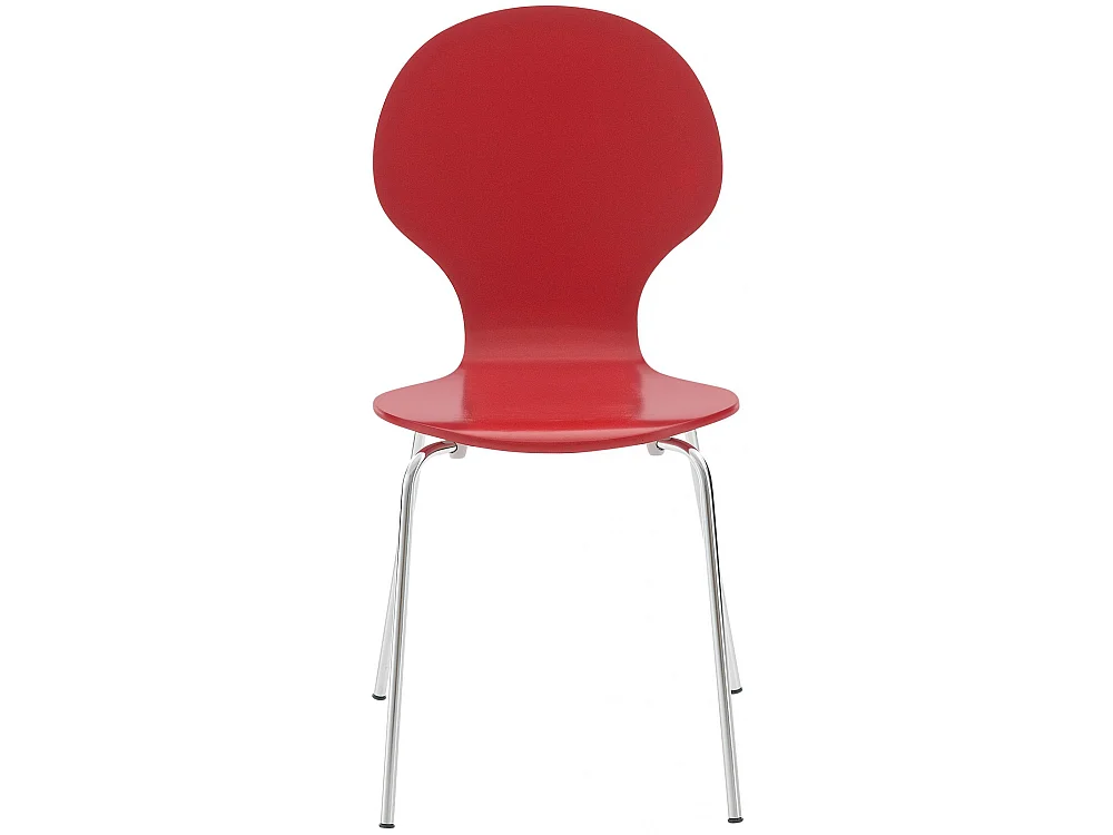 Lot de 4  Chaise de conférence - Bois & Acier inoxydable - Rouge - DIEGO