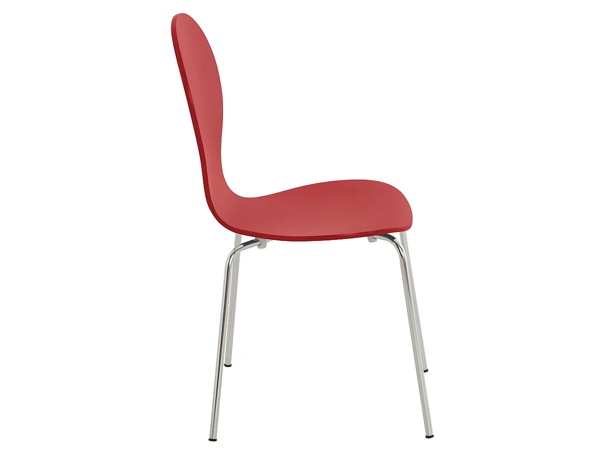 Lot de 4  Chaise de conférence - Bois & Acier inoxydable - Rouge - DIEGO