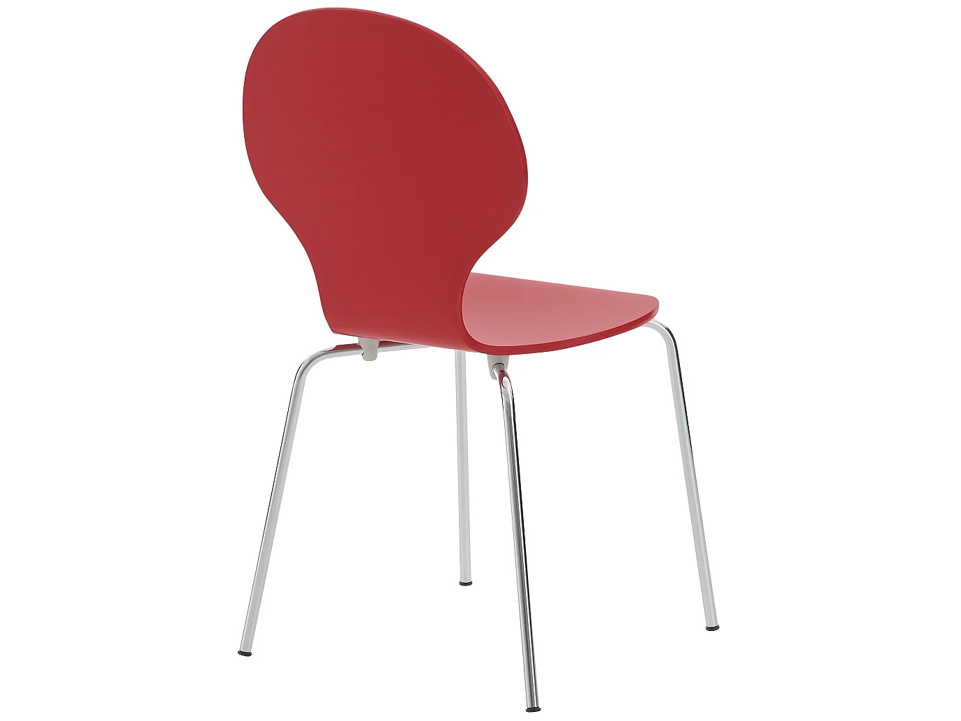 Lot de 4  Chaise de conférence - Bois & Acier inoxydable - Rouge - DIEGO