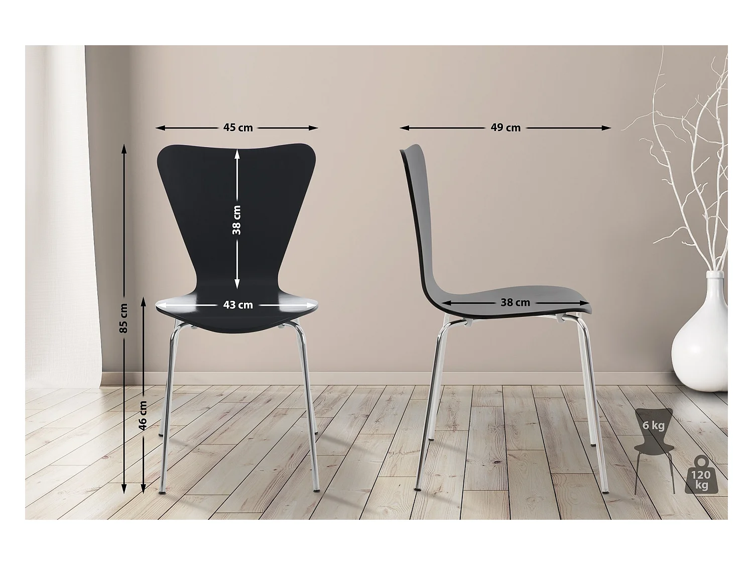 Chaise de conférence - Bois - Noir - Calisto