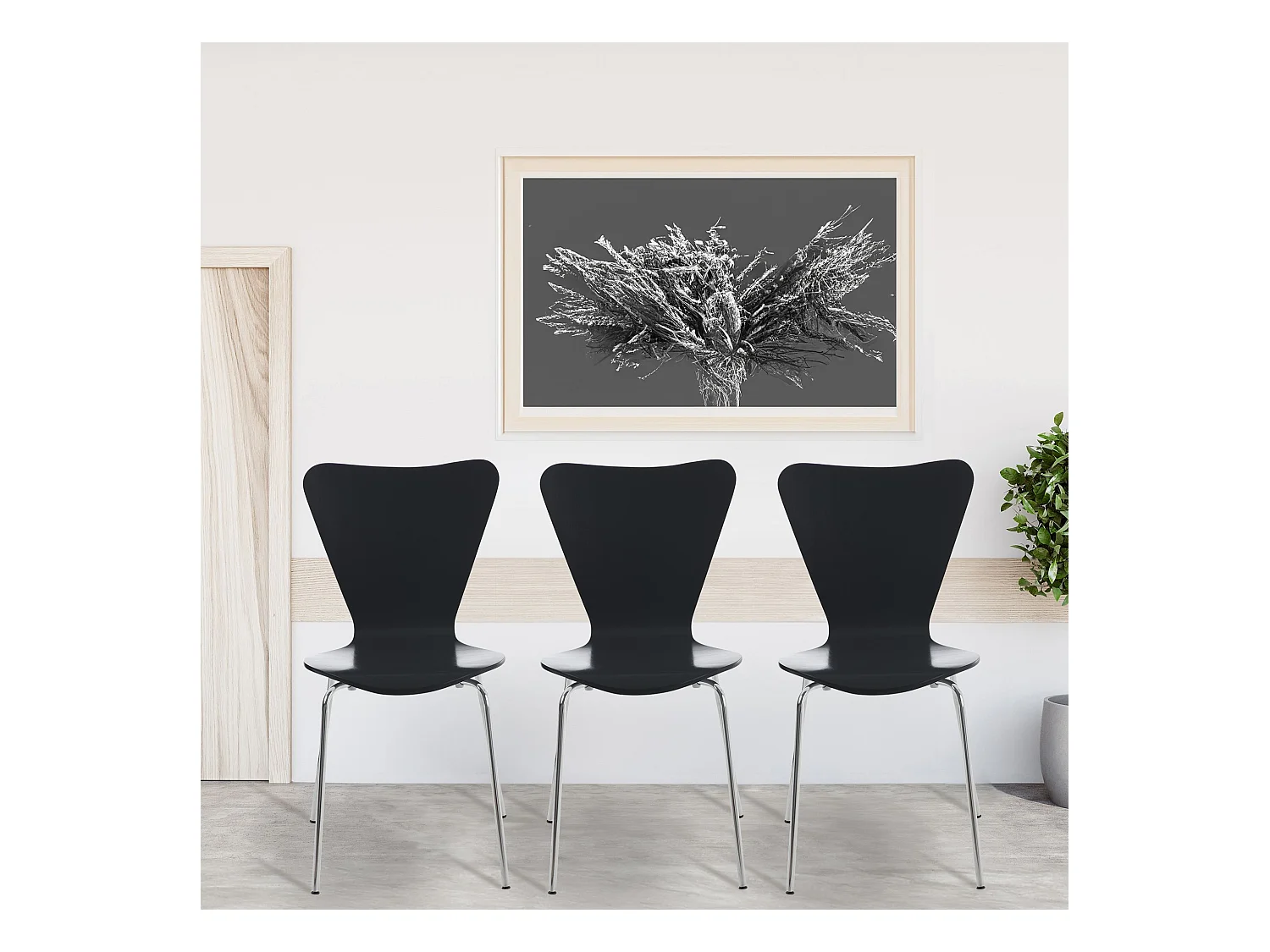 Chaise de conférence - Bois - Noir - Calisto