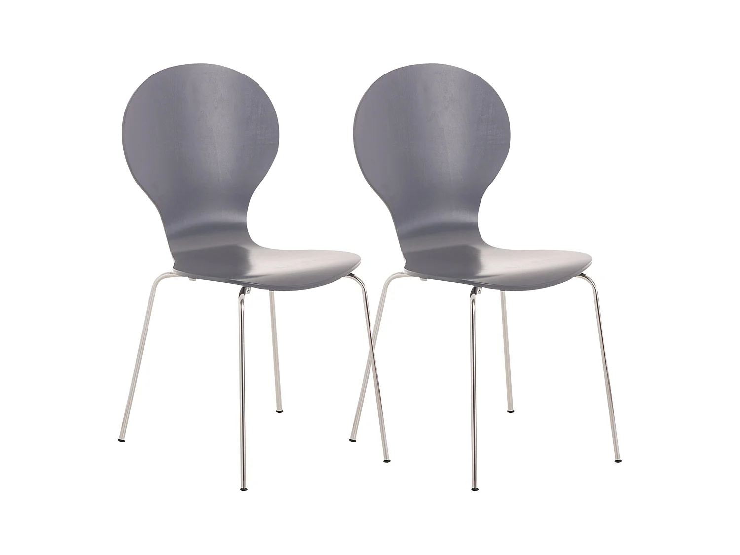 Lot de 2  Chaise de conférence - Bois - Gris - DIEGO