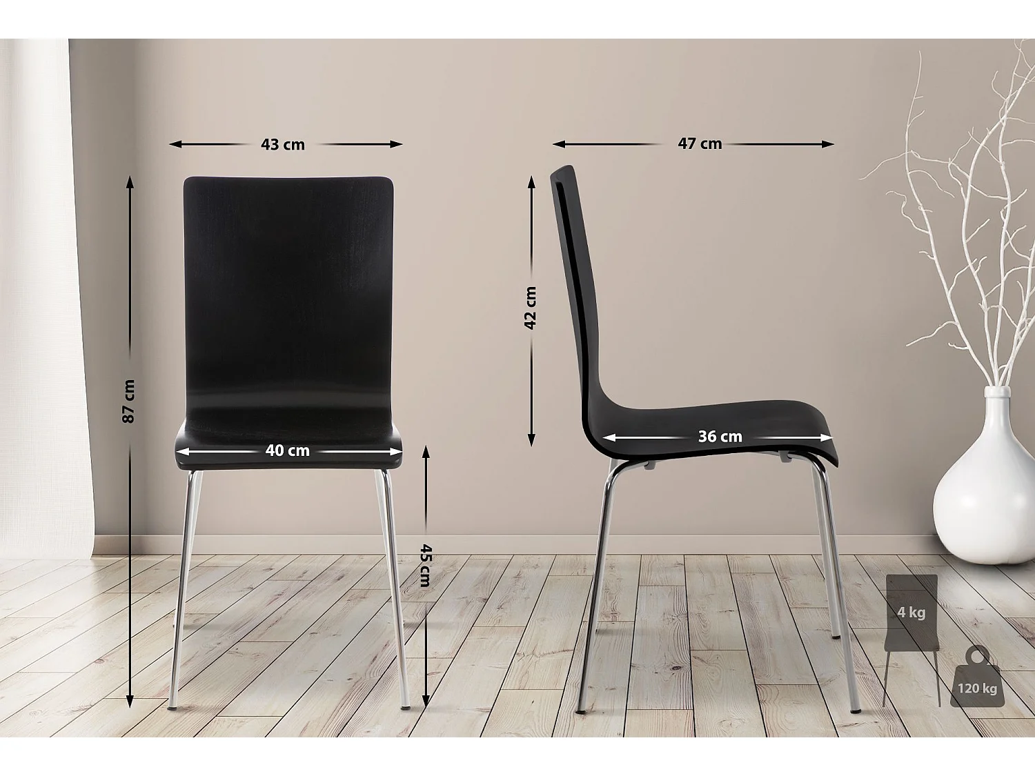 Chaise de conférence - Bois - Noir - Pepe