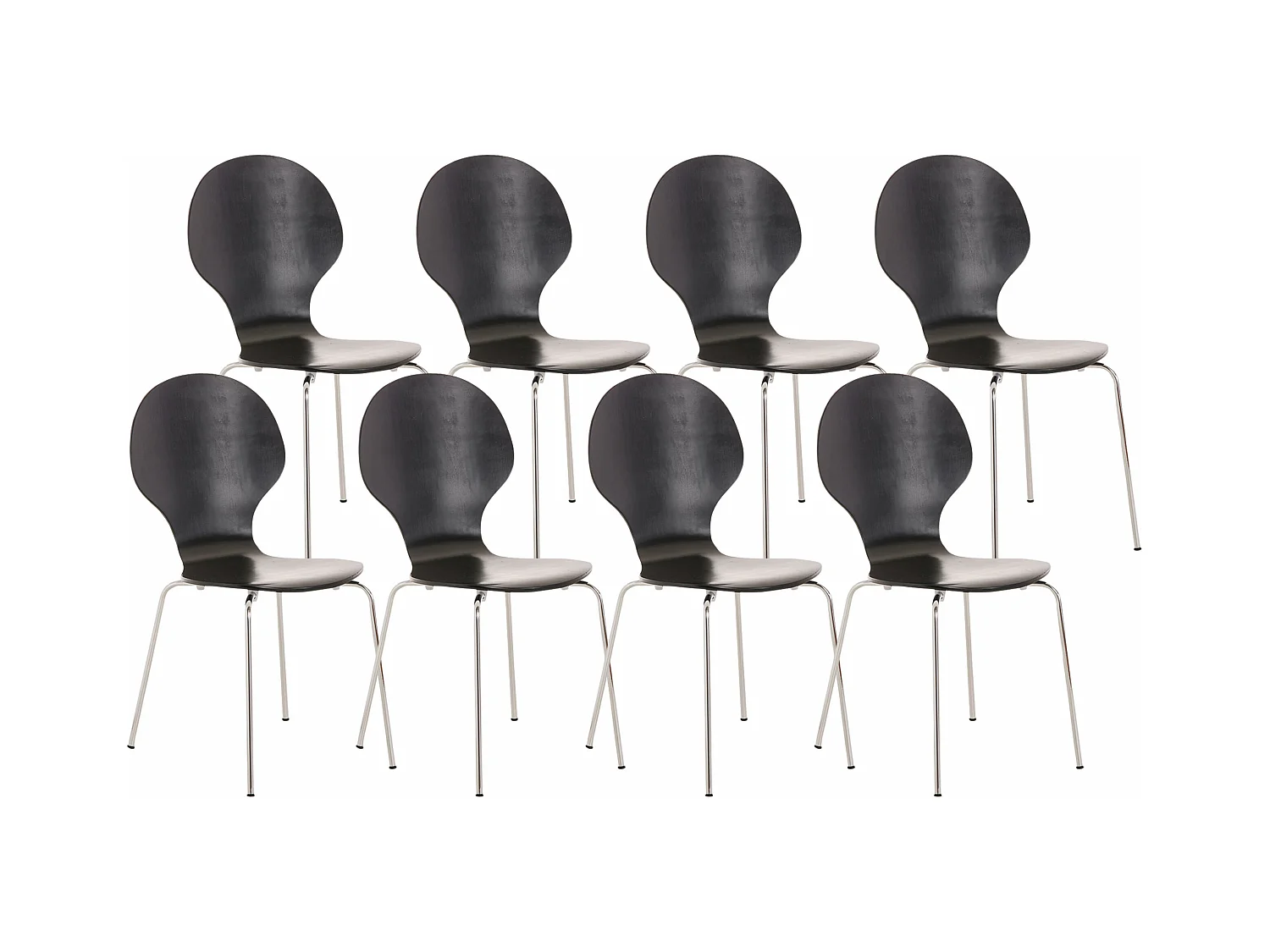 Lot de 8  Chaise de conférence - Bois - Noir - DIEGO