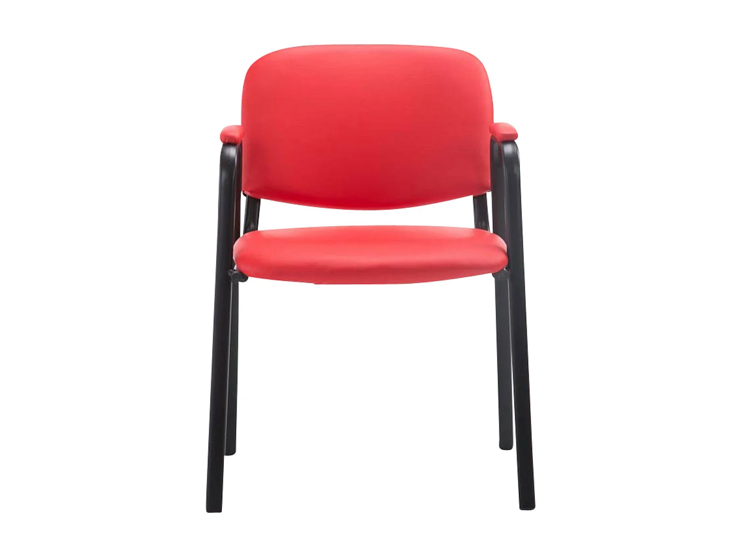 Lot de 4  Chaise de conférence - Similicuir & Métal noir mat - Rouge - Ken Pro