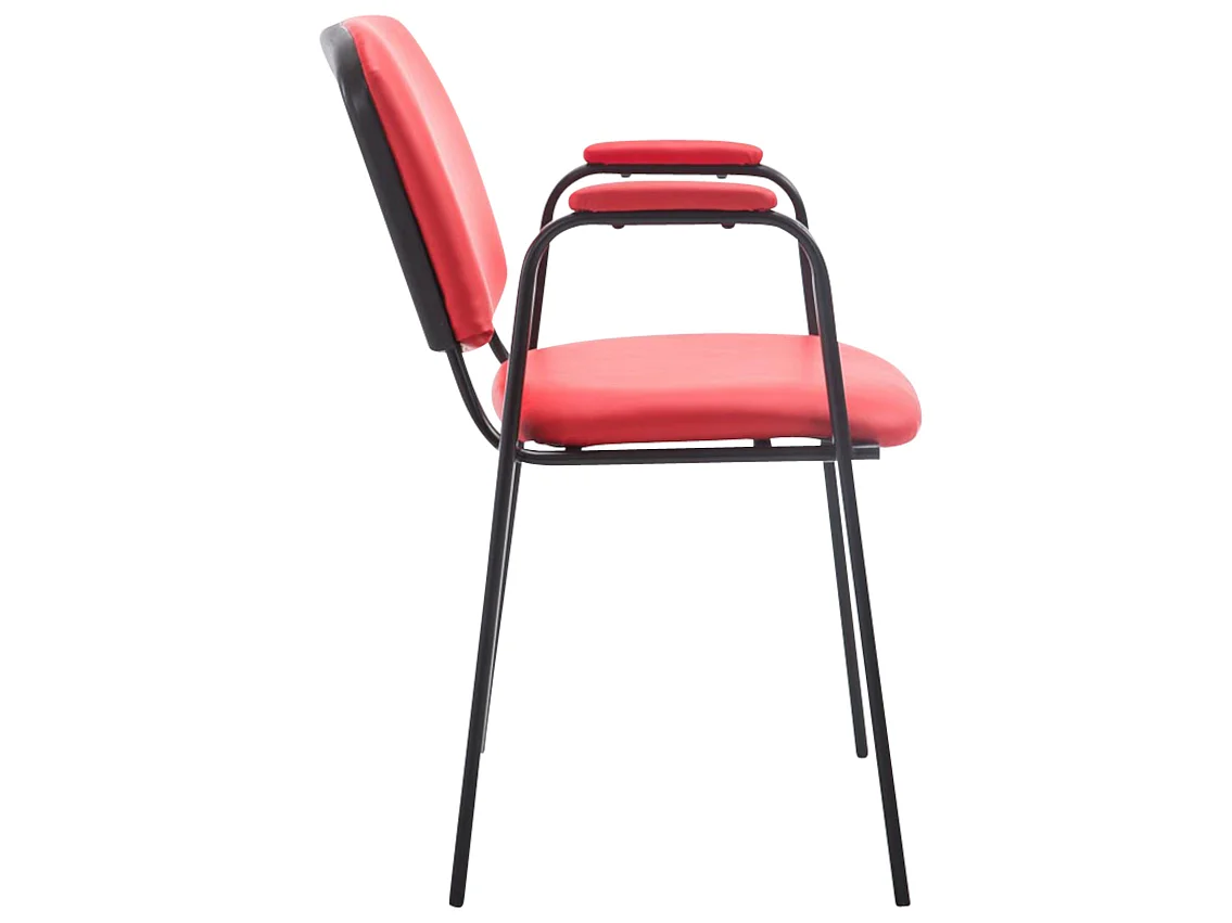 Lot de 4  Chaise de conférence - Similicuir & Métal noir mat - Rouge - Ken Pro