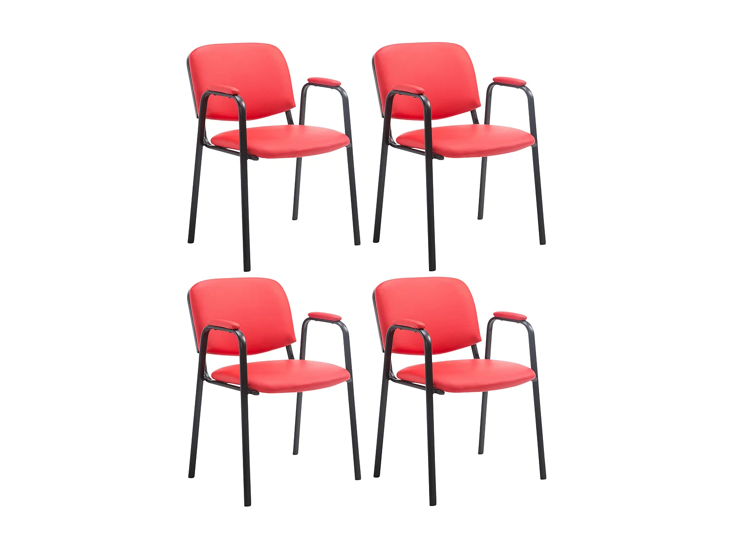 Lot de 4  Chaise de conférence - Similicuir - Rouge - Ken Pro