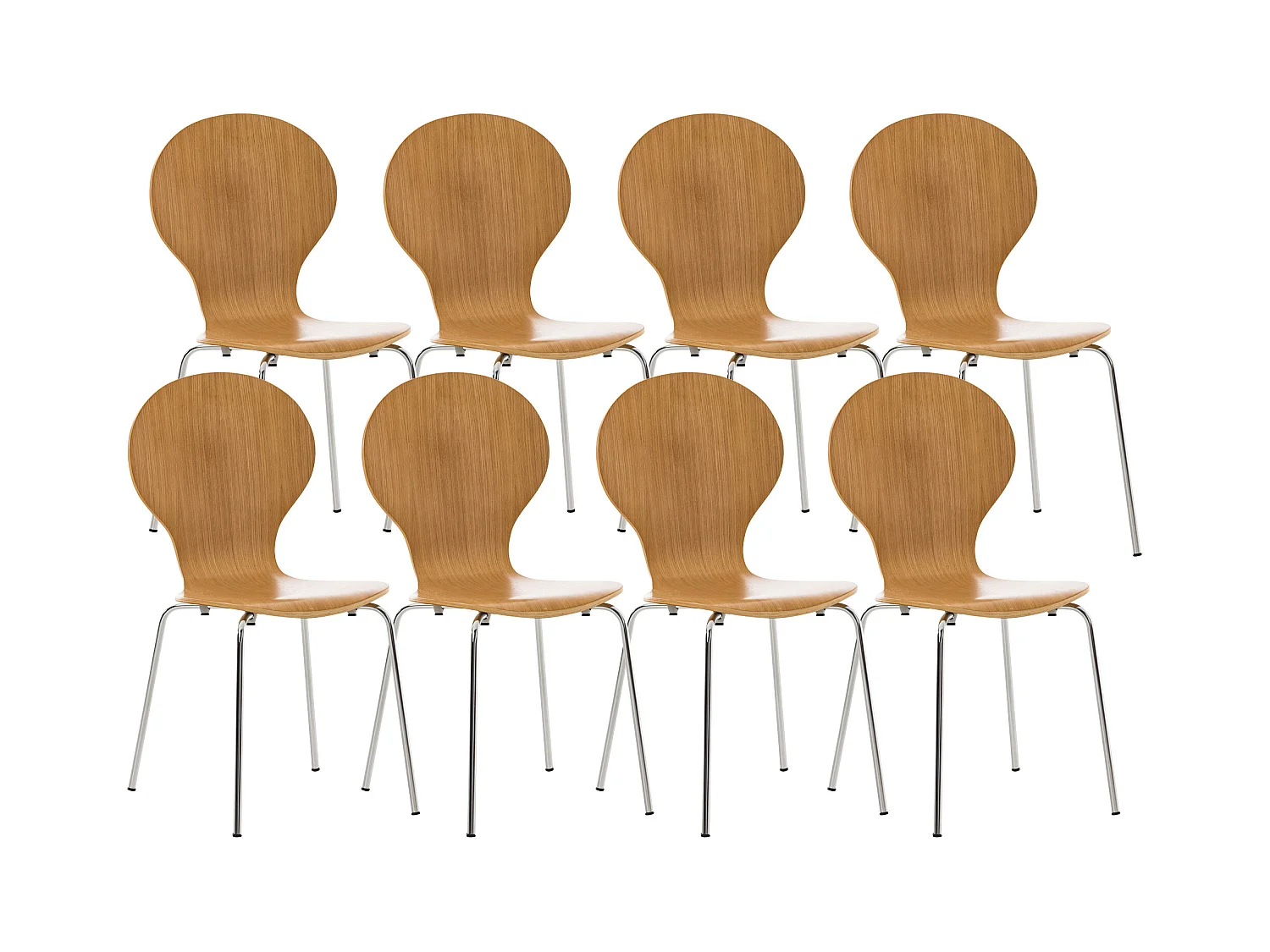 Lot de 8  Chaise de conférence - Bois & Acier inoxydable - Chêne - DIEGO