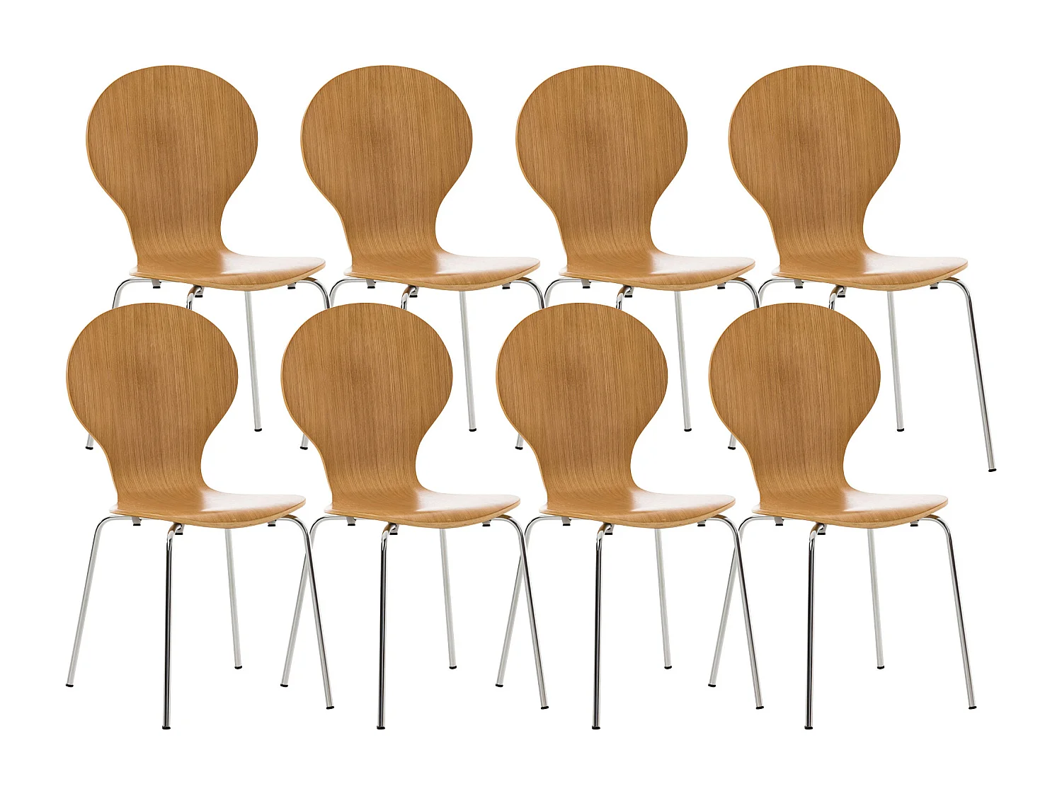 Lot de 8  Chaise de conférence - Bois & Acier inoxydable - Chêne - DIEGO