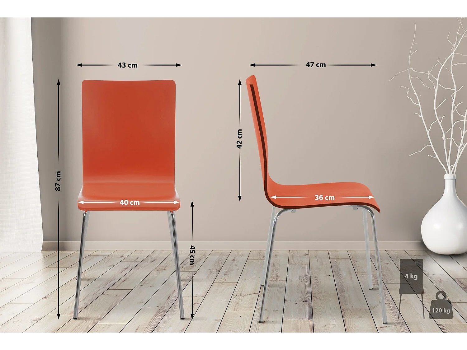 Lot de 2  Chaise de conférence - Bois & Antique - Orange - PEPE