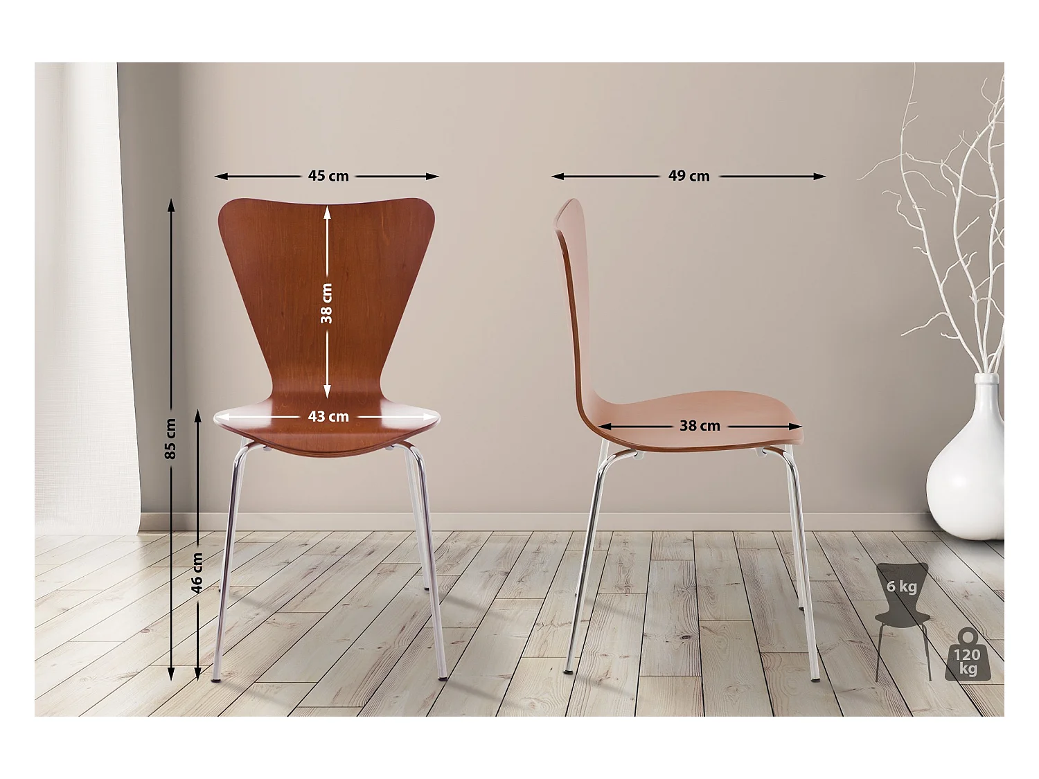 Chaise de conférence - Bois - Marron - Calisto