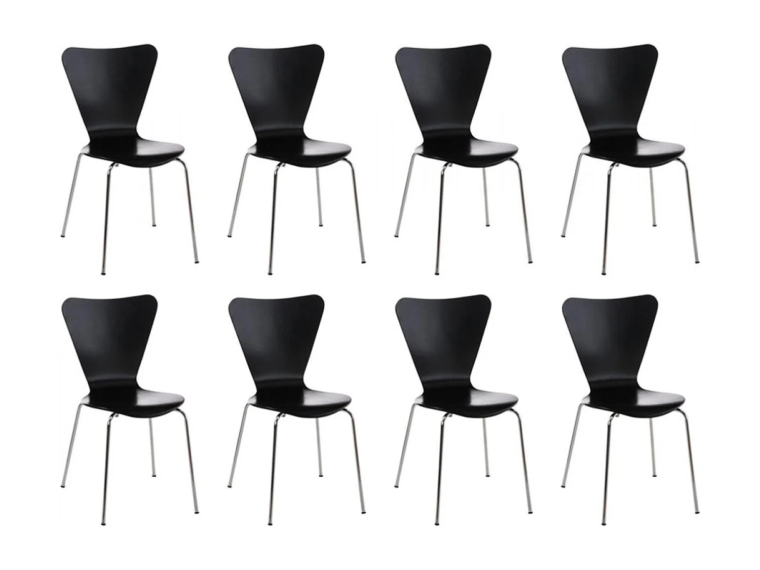 Lot de 8  Chaise de conférence - Bois - Noir - Calisto