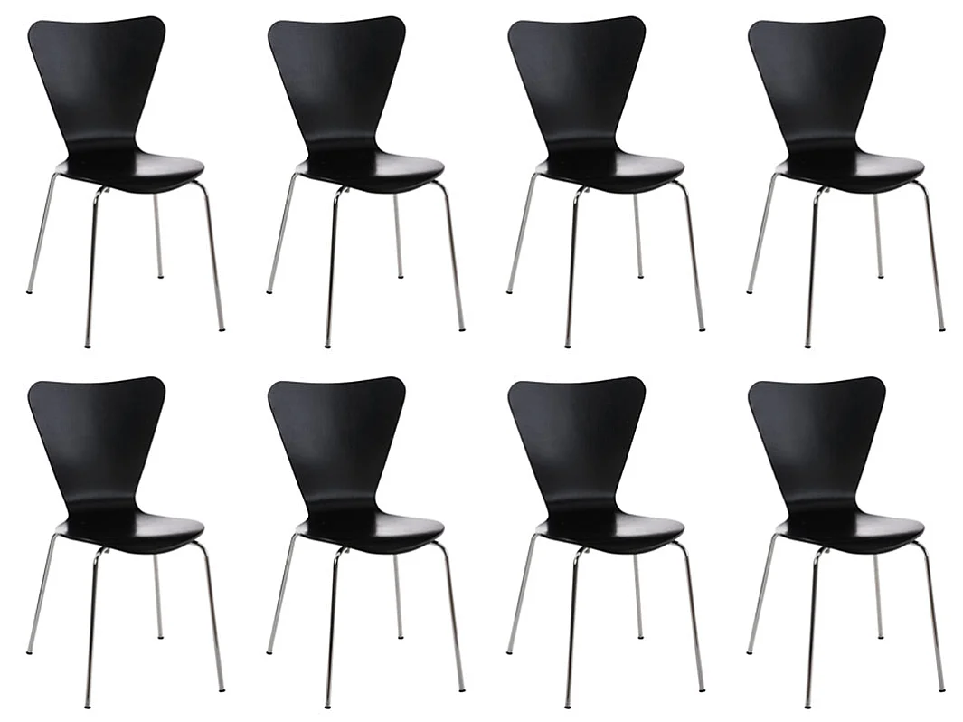 Lot de 8  Chaise de conférence - Bois & Acier inoxydable - Noir - Calisto