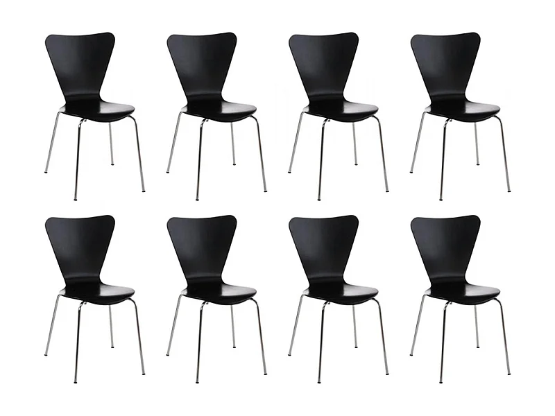 Lot de 8  Chaise de conférence - Bois - Noir - Calisto