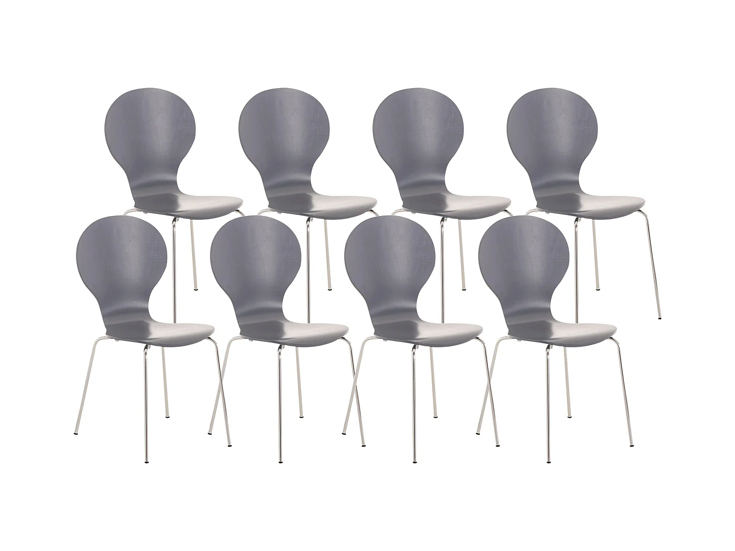 Lot de 8  Chaise de conférence - Bois - Gris - DIEGO