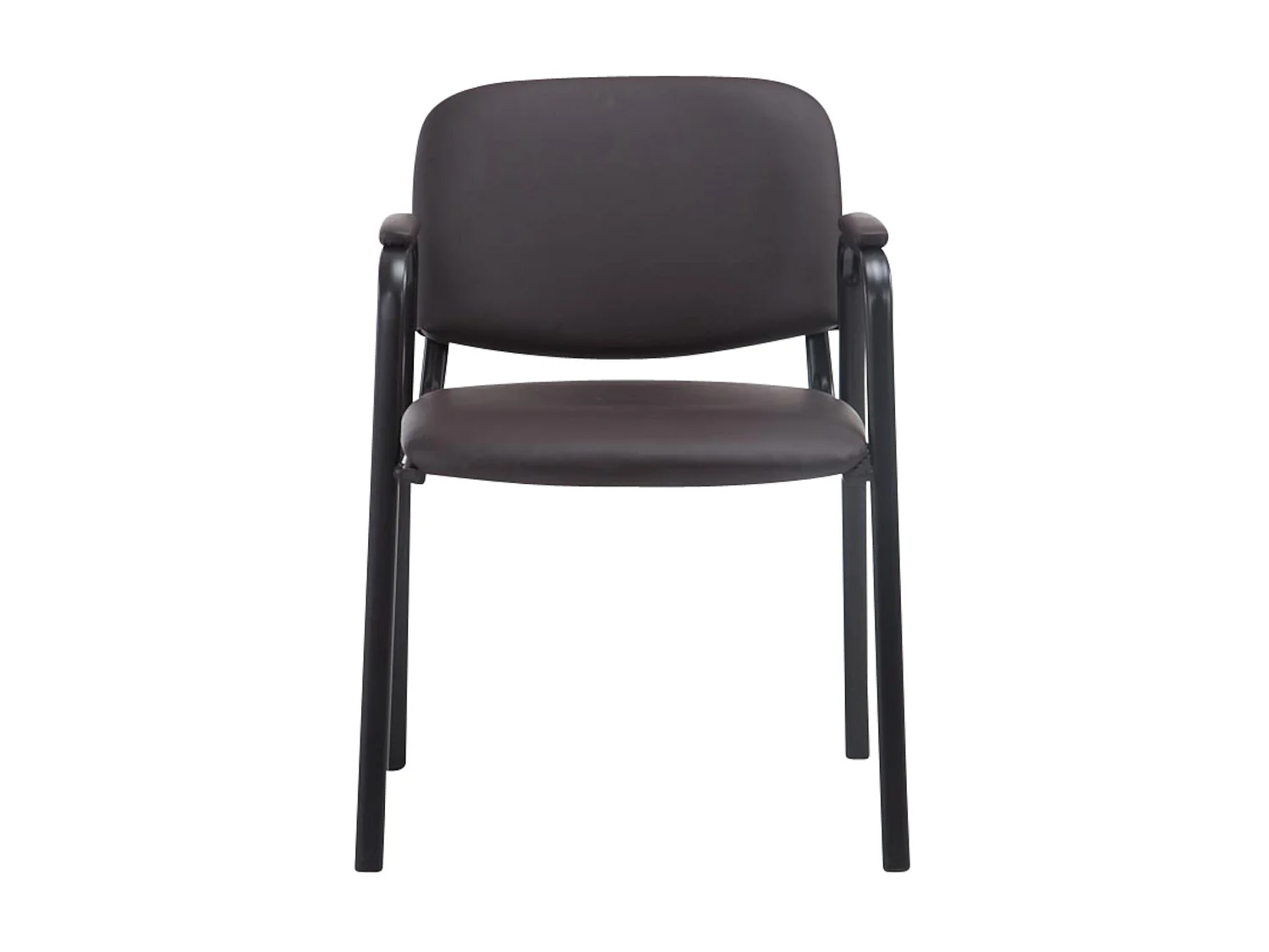 Lot de 4  Chaise de conférence - Similicuir & Métal noir mat - Marron - Ken Pro