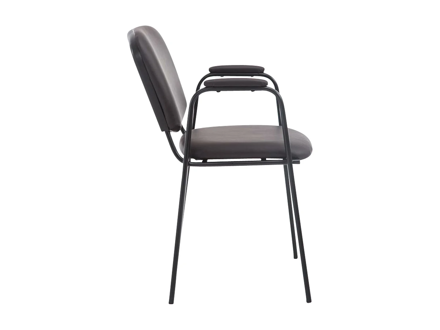 Lot de 4  Chaise de conférence - Similicuir & Métal noir mat - Marron - Ken Pro