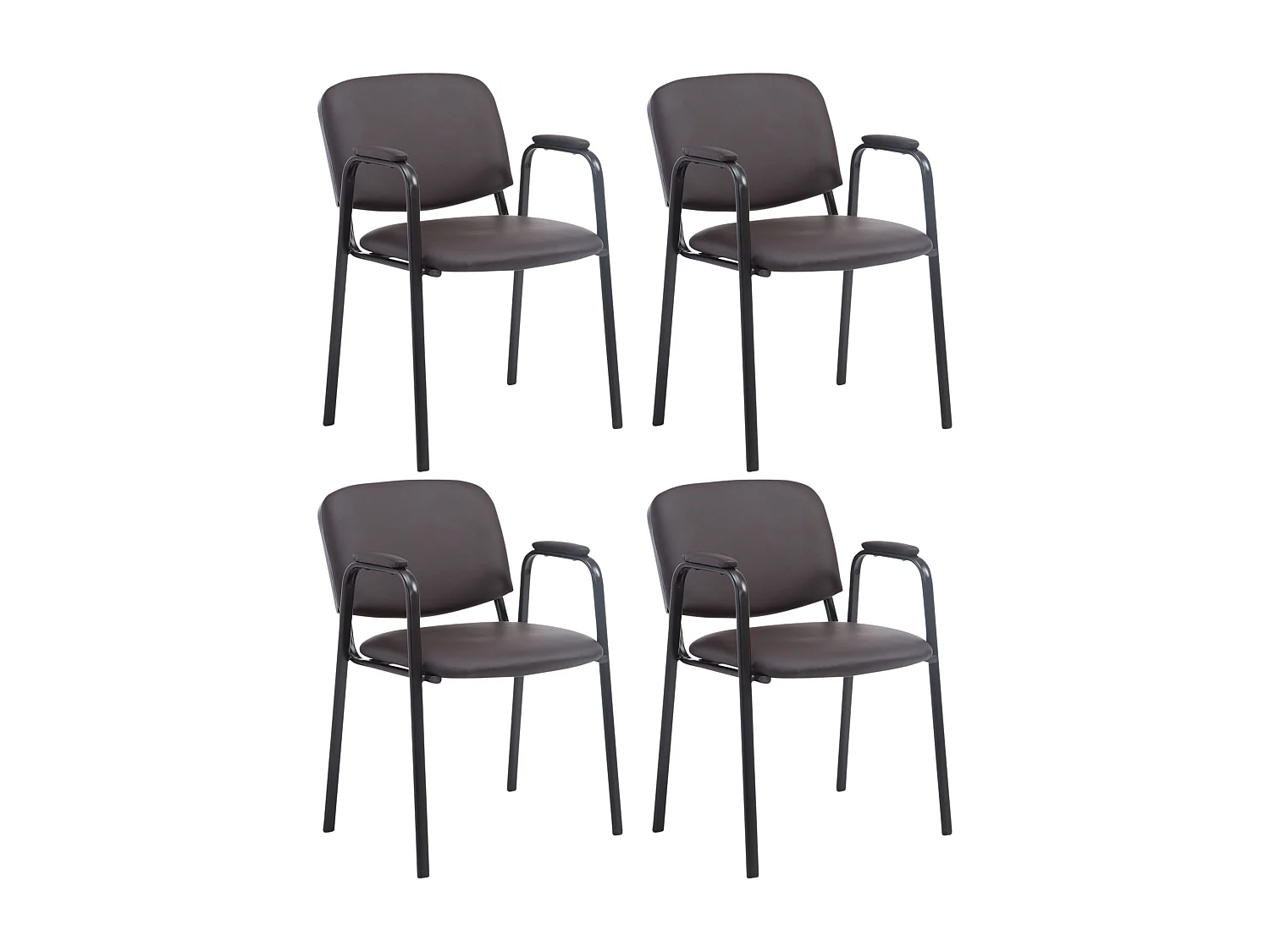 Lot de 4  Chaise de conférence - Similicuir - Marron - Ken Pro