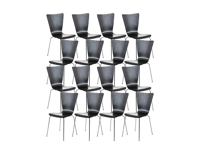 Lot de 16  Chaise de conférence - Bois & Blanc - Noir - Aaron