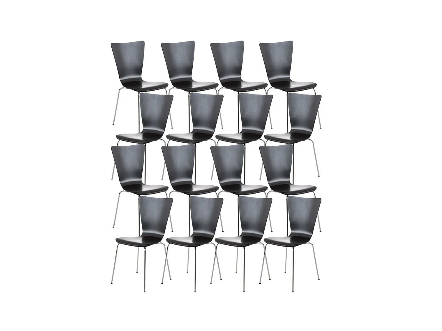Lot de 16  Chaise de conférence - Bois & Blanc - Noir - Aaron