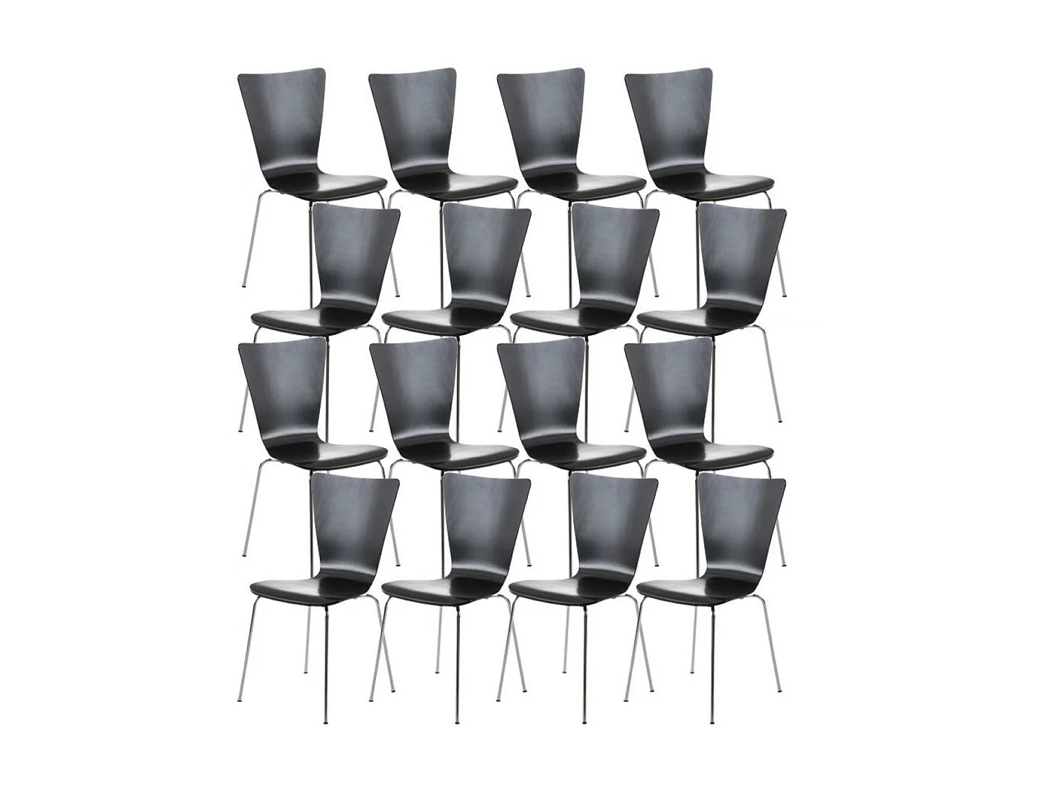 Lot de 16  Chaise de conférence - Bois & Blanc - Noir - Aaron