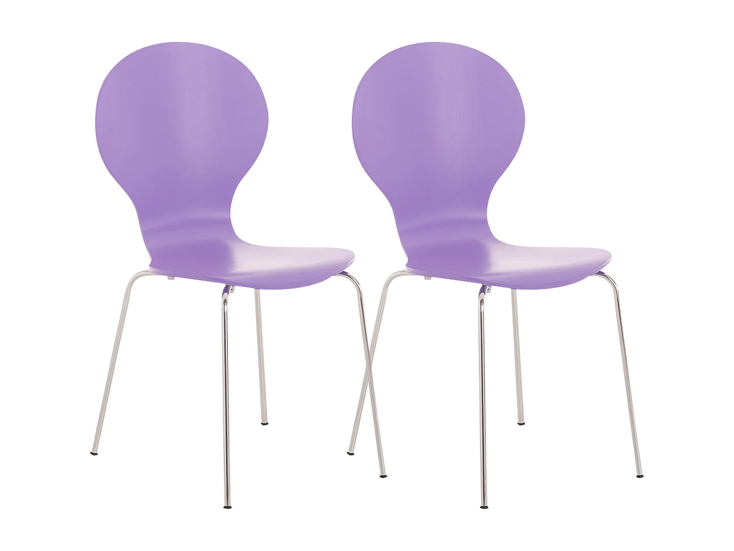 Lot de 2  Chaise de conférence - Bois - Violet - DIEGO