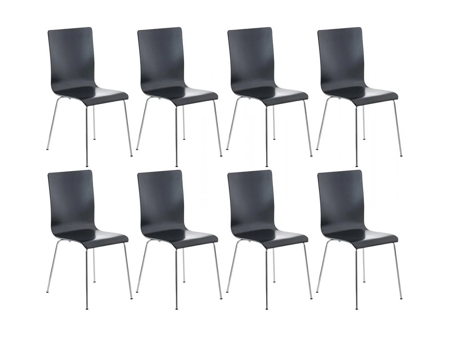 Lot de 8  Chaise de conférence - Bois & Antique - Noir - PEPE