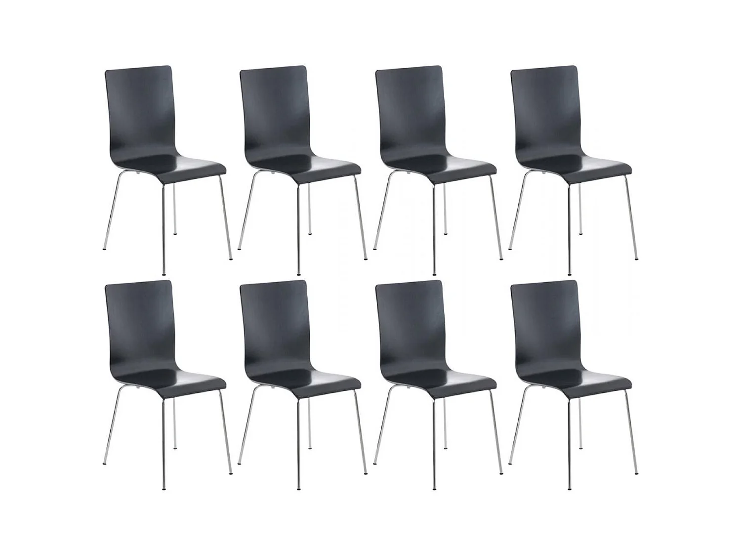 Lot de 8  Chaise de conférence - Bois & Antique - Noir - PEPE
