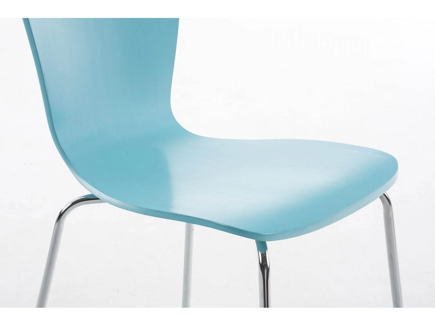 Lot de 8  Chaise de conférence - Bois & Métal chromé - Bleu clair - Aaron