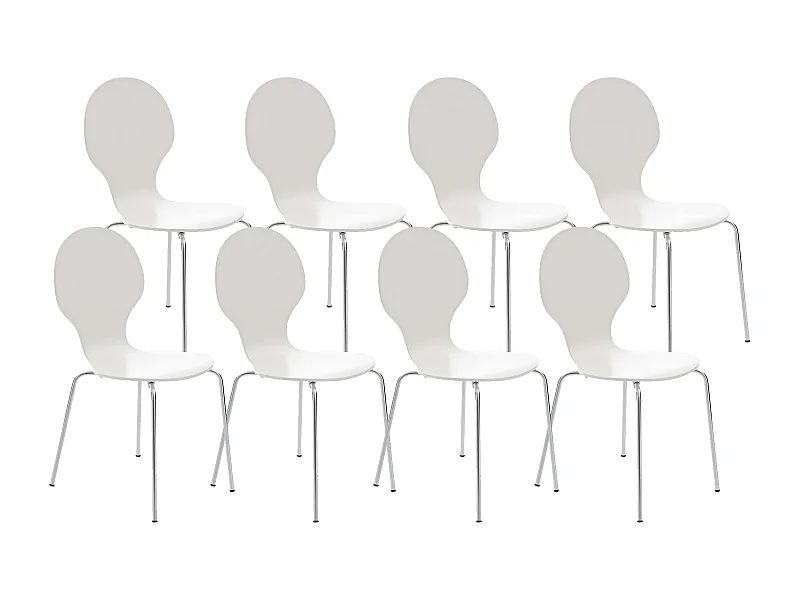 Lot de 8  Chaise de conférence - Bois - Blanc - DIEGO