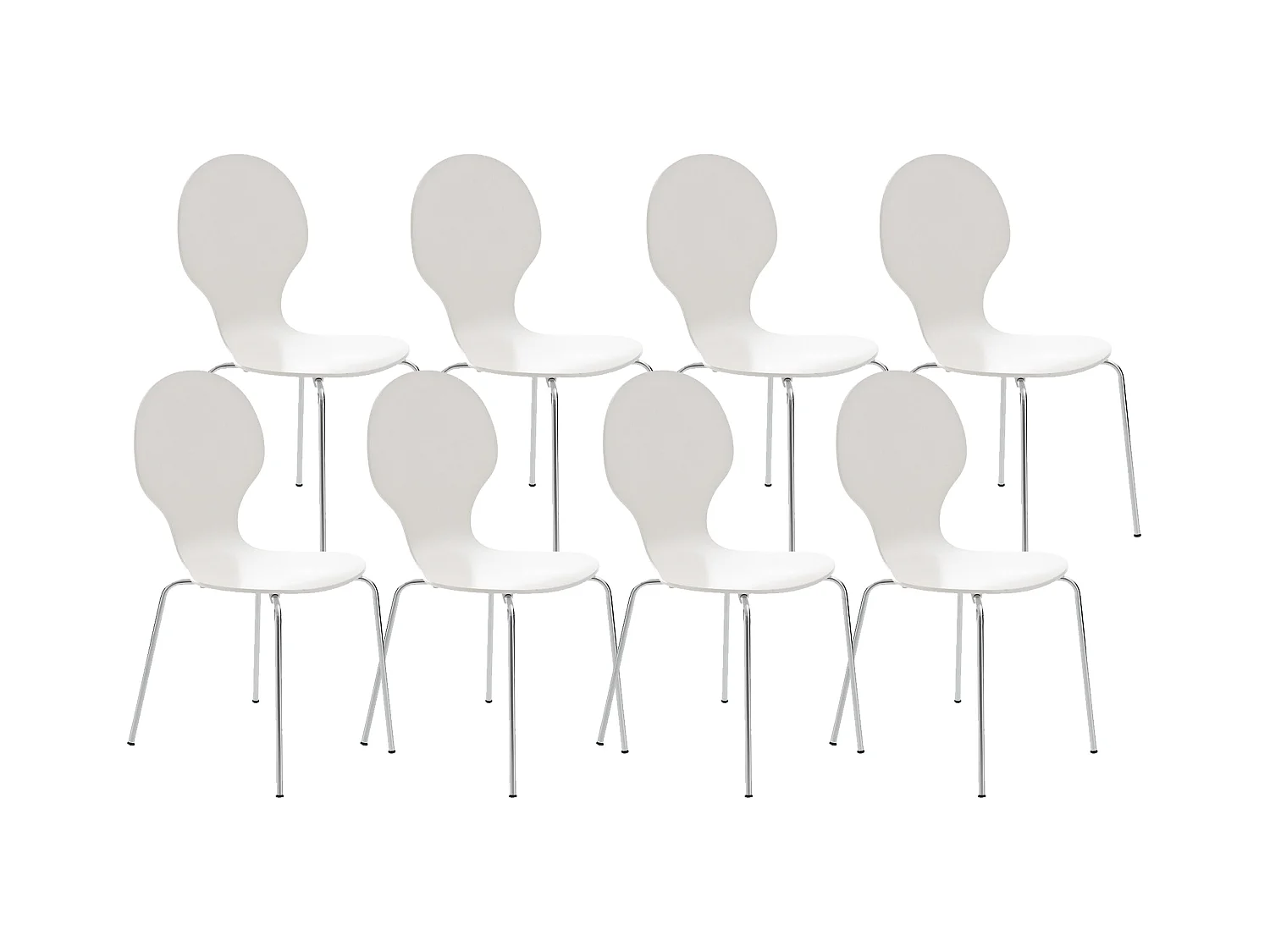 Lot de 8  Chaise de conférence - Bois - Blanc - DIEGO