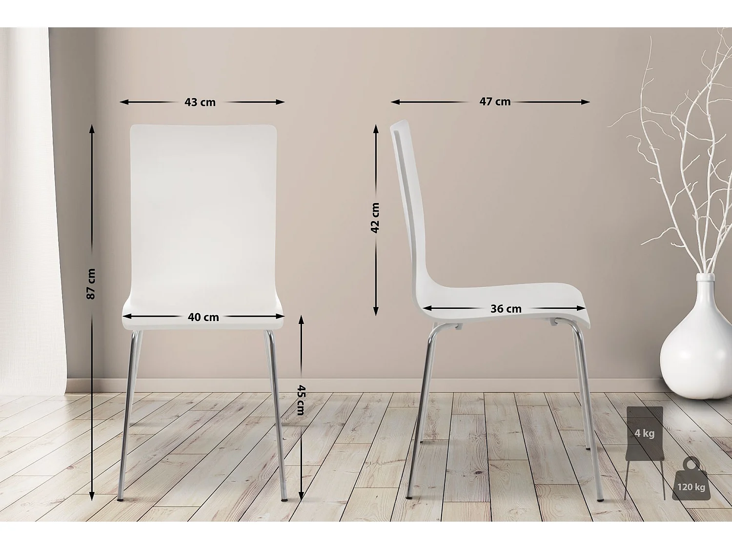Set van 2  Conferentiestoelen - Hout & antiek - wit - PEPE