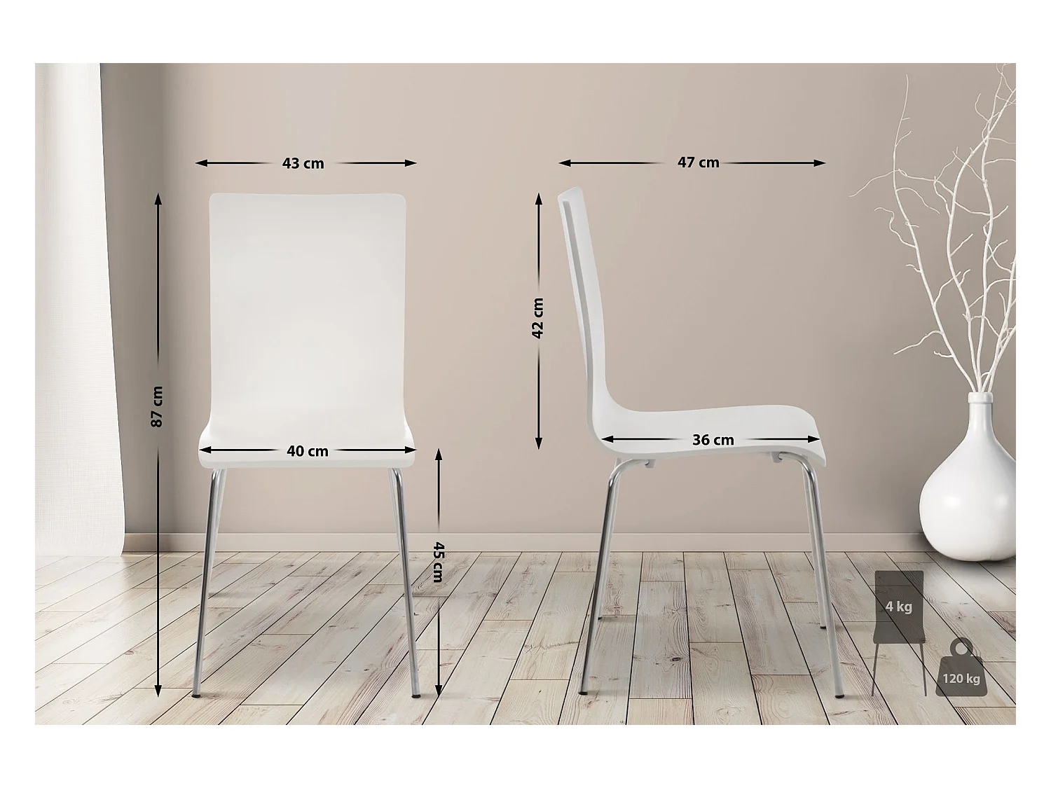 Lot de 2  Chaise de conférence - Bois & Antique - Blanc - PEPE