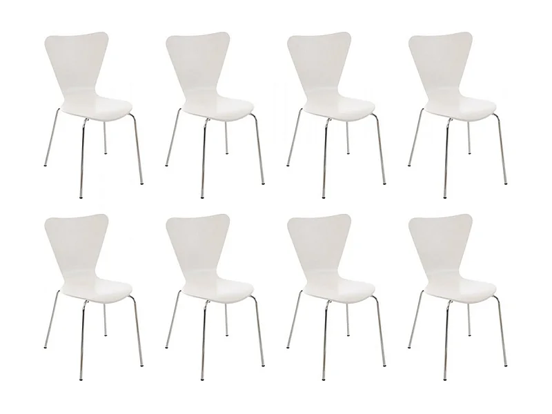 Lot de 8  Chaise de conférence - Bois - Blanc - Calisto