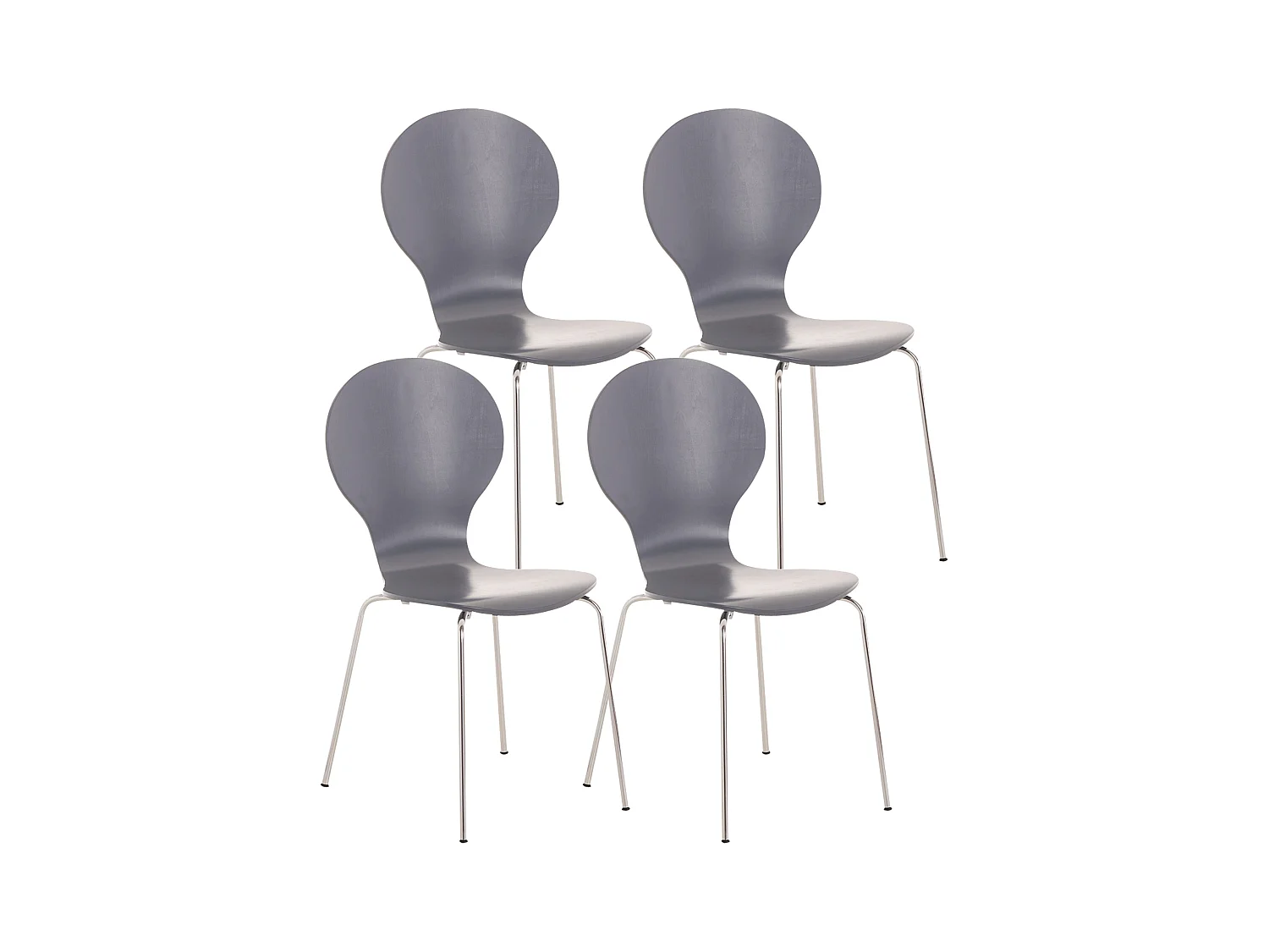 Lot de 4  Chaise de conférence - Bois - Gris - DIEGO