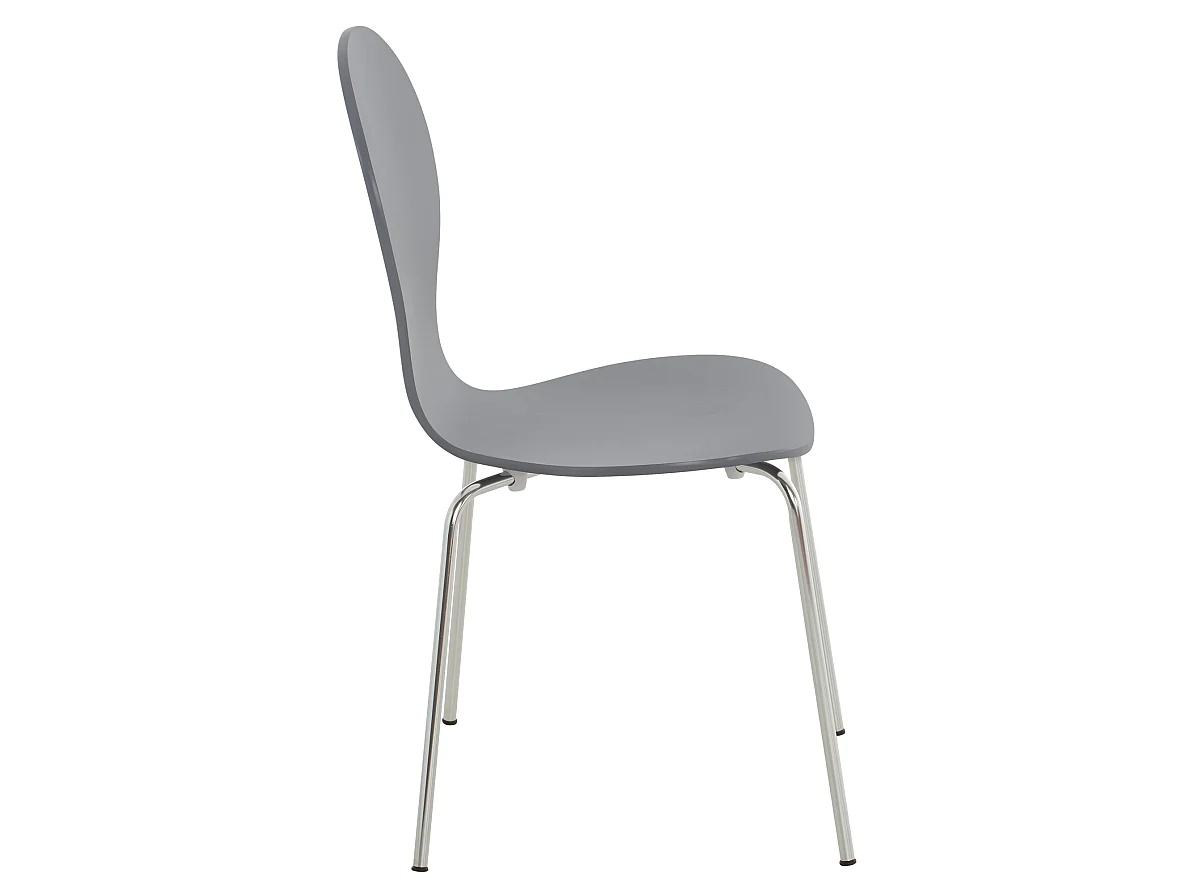 Lot de 4  Chaise de conférence - Bois & Acier inoxydable - Gris - DIEGO