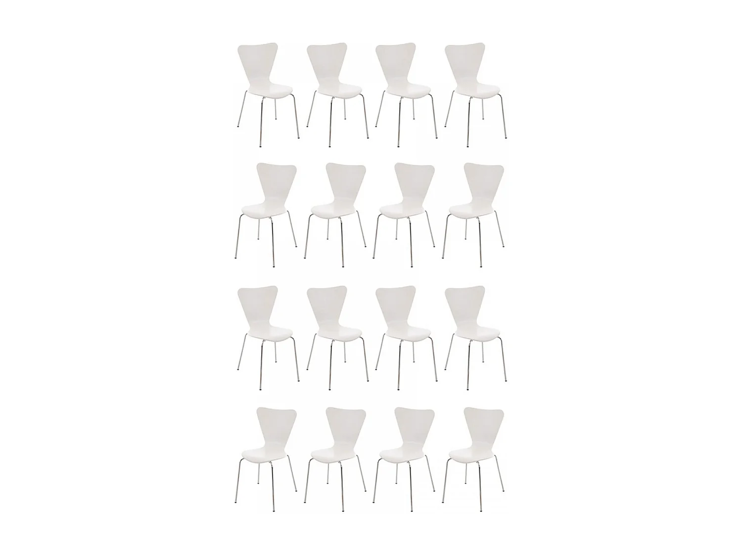 Lot de 16  Chaise de conférence - Bois - Blanc - Calisto