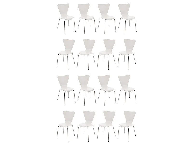Lot de 16  Chaise de conférence - Bois & Acier inoxydable - Blanc - Calisto