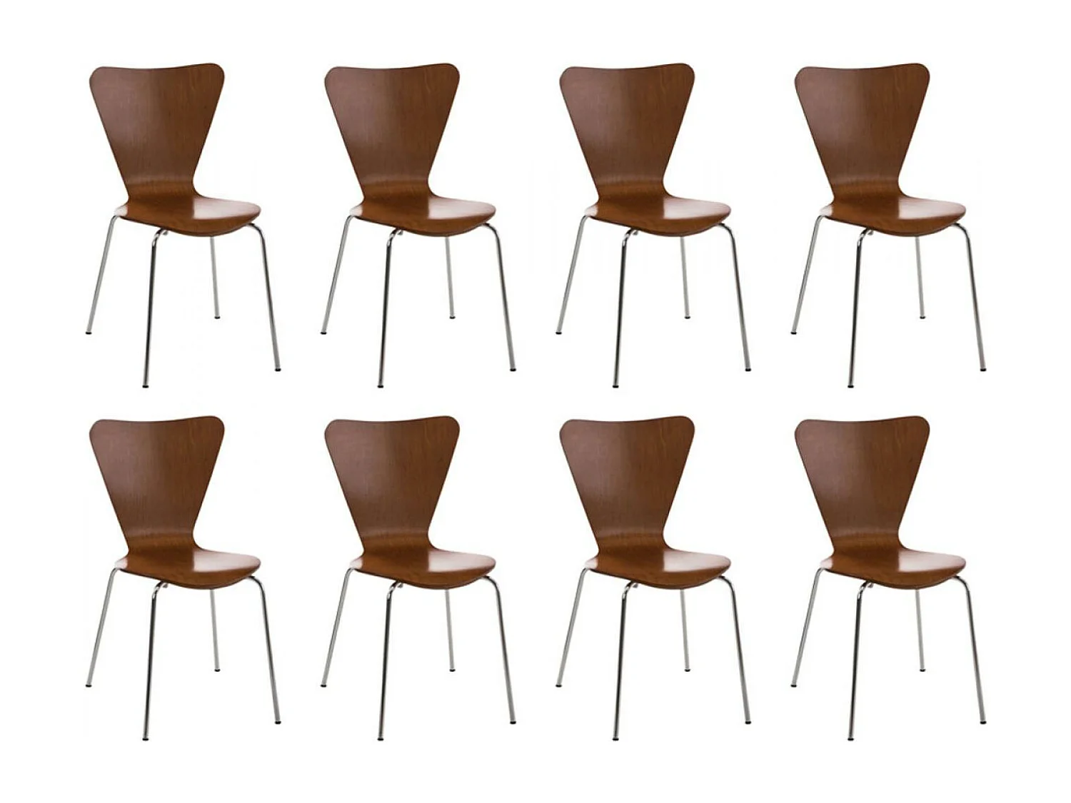 Lot de 8  Chaise de conférence - Bois - Marron - Calisto