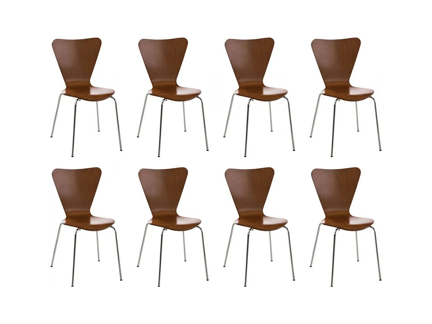 Lot de 8  Chaise de conférence - Bois - Marron - Calisto