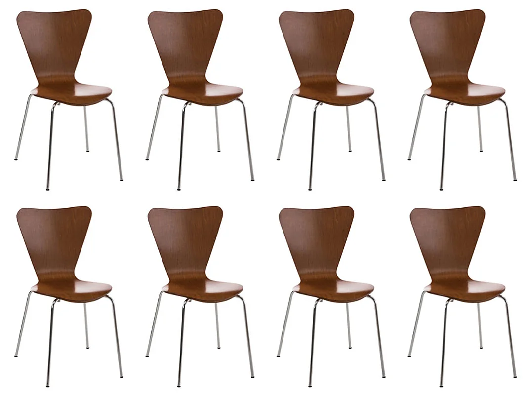 Lot de 8  Chaise de conférence - Bois & Acier inoxydable - Marron - Calisto