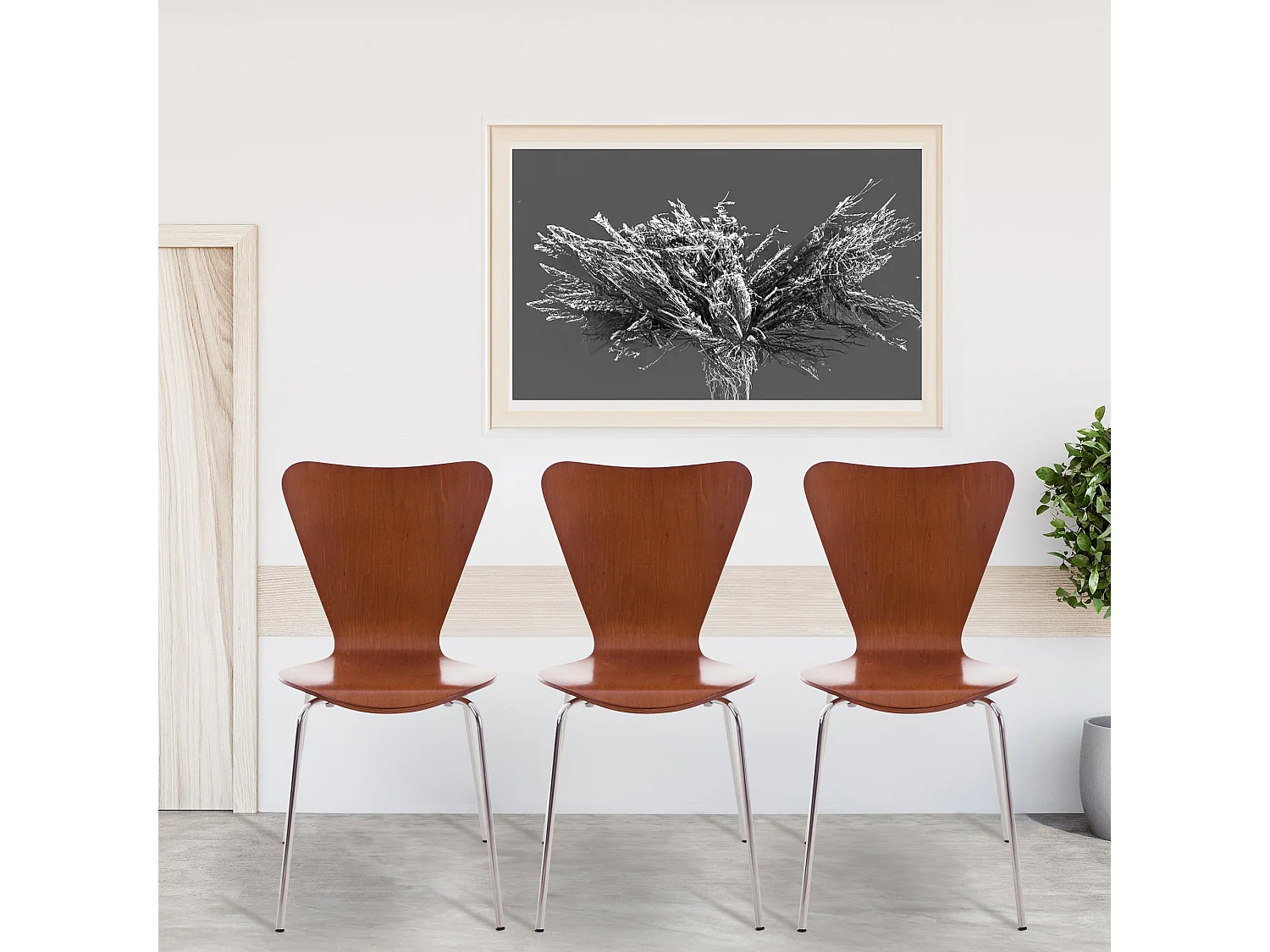 Lot de 8  Chaise de conférence - Bois & Acier inoxydable - Marron - Calisto