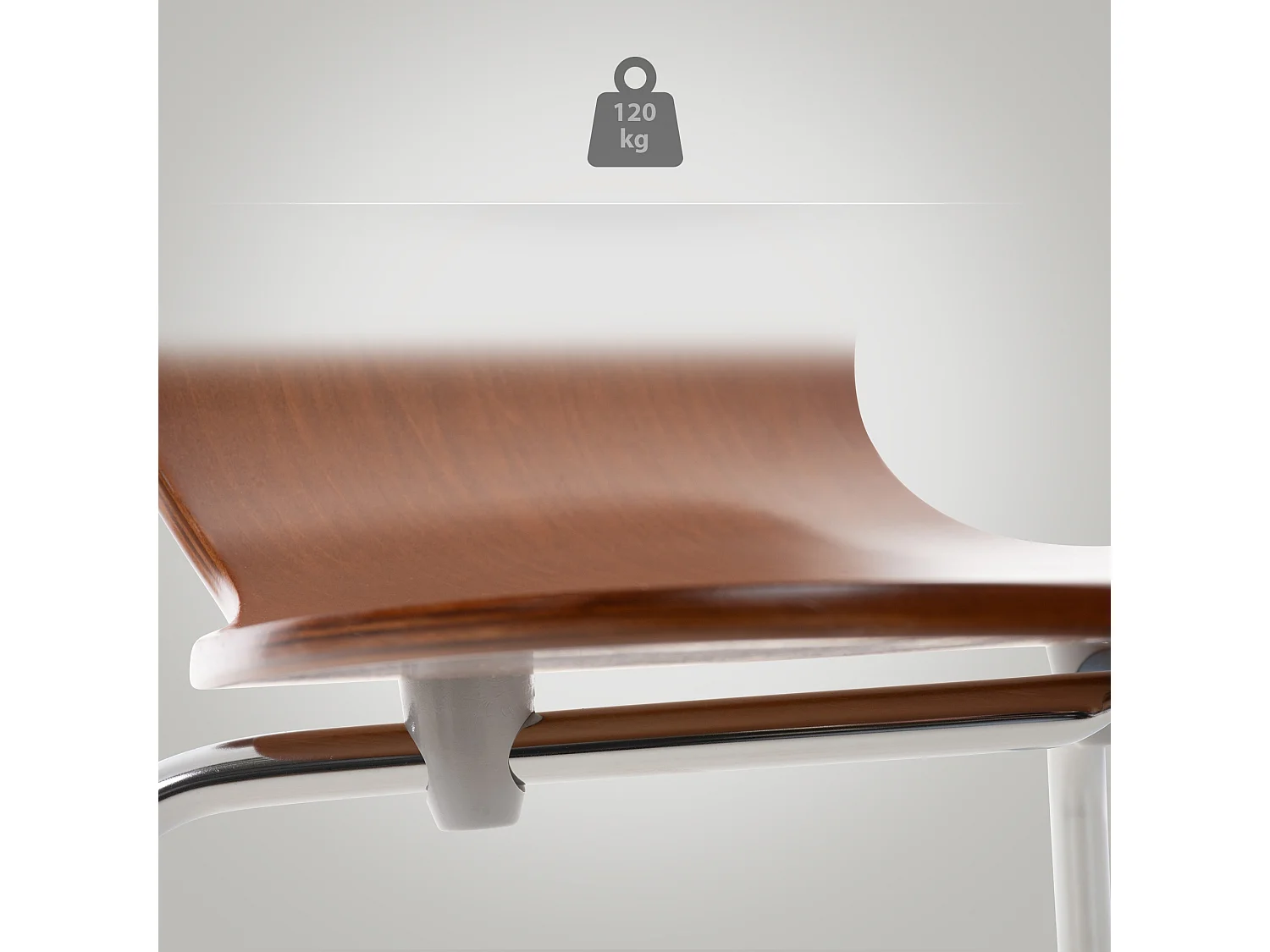 Lot de 8  Chaise de conférence - Bois & Acier inoxydable - Marron - Calisto