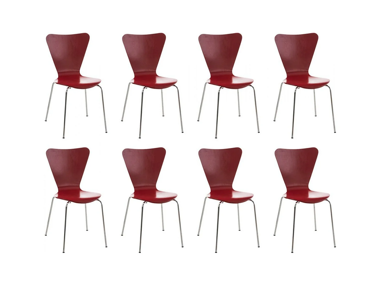 Lot de 8  Chaise de conférence - Bois - Rouge - Calisto